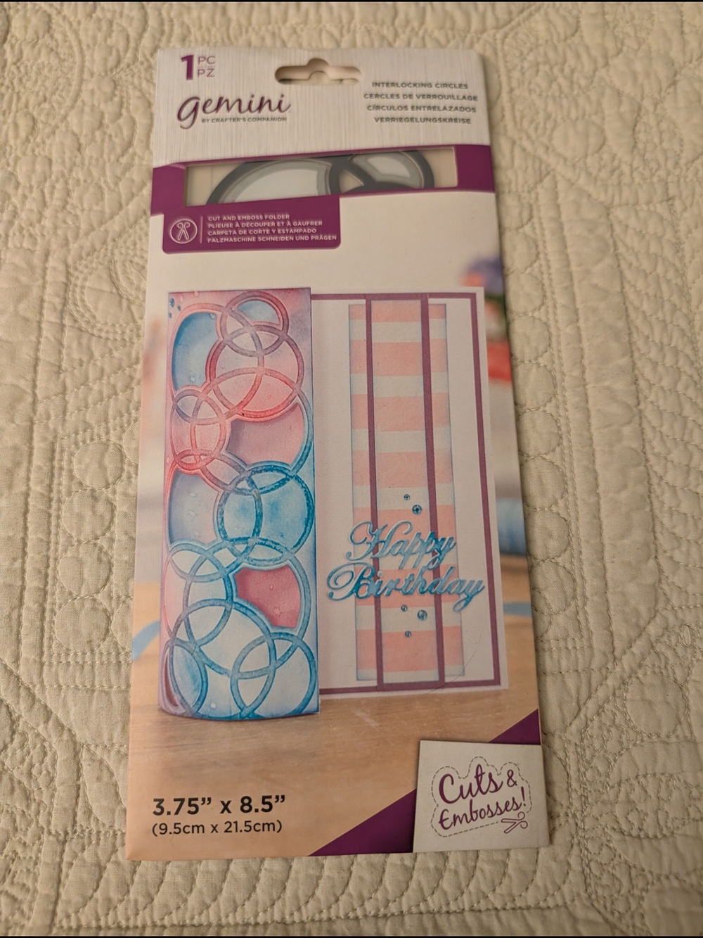 Gemini Pink and Blue Interlocking Circles Die Cut Embossing Template